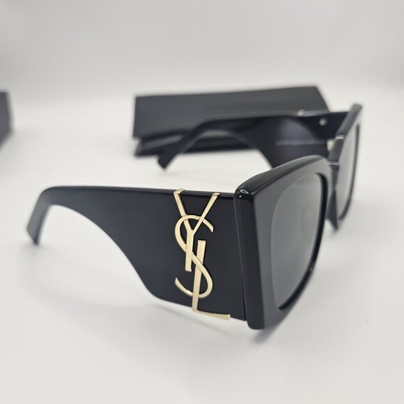 Saint Laurent YSL Monogram Rectangular Sunglasses - Black main image 5